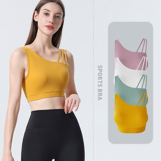 2022 Spring Summer New Style Yoga Vest Women's Temperament Beautiful Back Running Sports Fitness Gathering Shockproof Anti-Sagging Bra