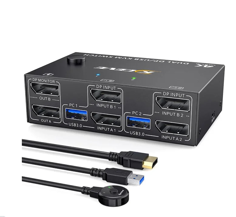 10PCS  Three in two out KVM switch USB3.0 HD switch 4k@60hz /2K144HZ/EDID simulator