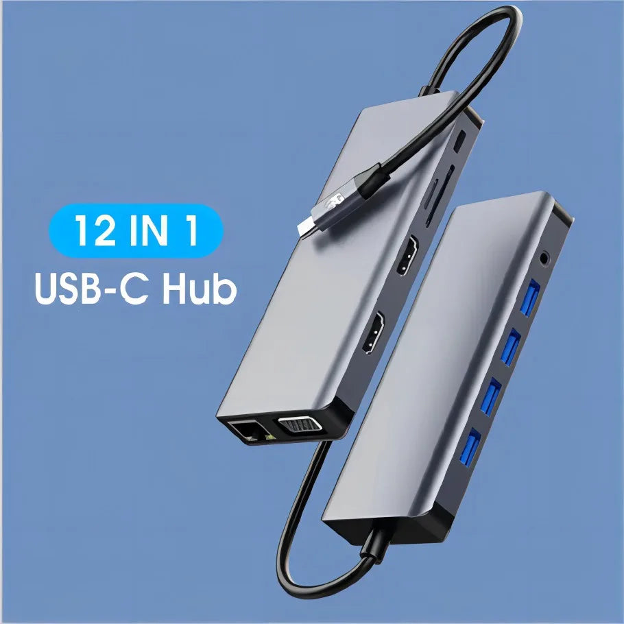 12 in 1 Docking Station 2-HDMI VGA USB Extension dual HD Compatible type C Notebook PC window