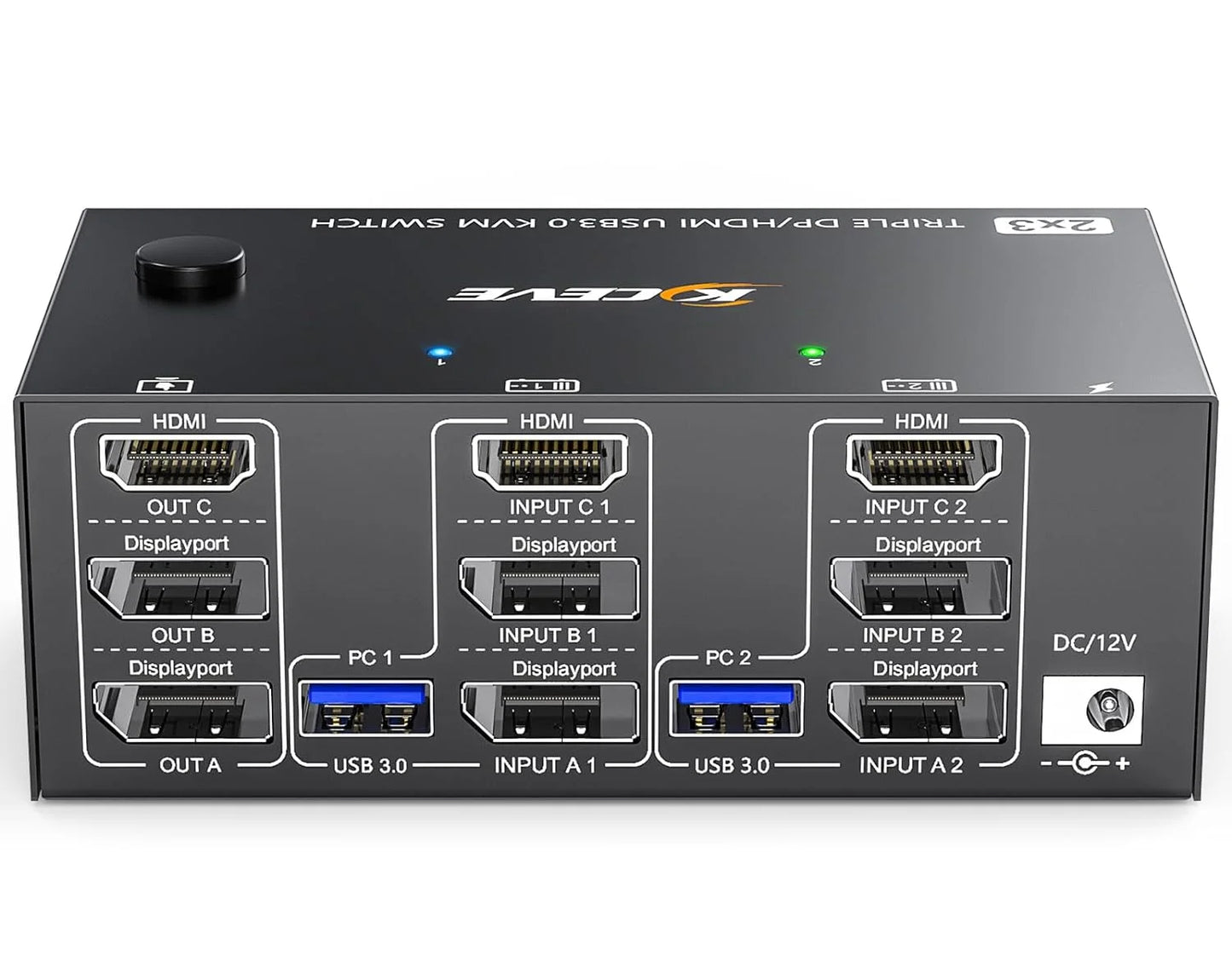 2 in 3 out switch/supports 8K30HZ/4K144HZ/EDID simulator/USB3.0K VM switch,mirrored and splicing wall display