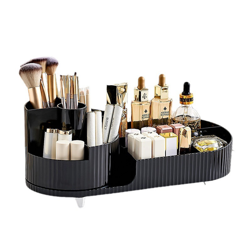 2PCS OPEN-SMART Cosmetic Storage Box Rotating Penholder Dressing Table Desktop Large Capacity Makeup Brush Lipstick eye shadow Powder Puff Storage Rack