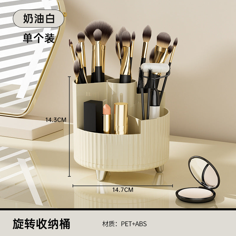 2PCS OPEN-SMART Cosmetic Storage Box Rotating Penholder Dressing Table Desktop Large Capacity Makeup Brush Lipstick eye shadow Powder Puff Storage Rack