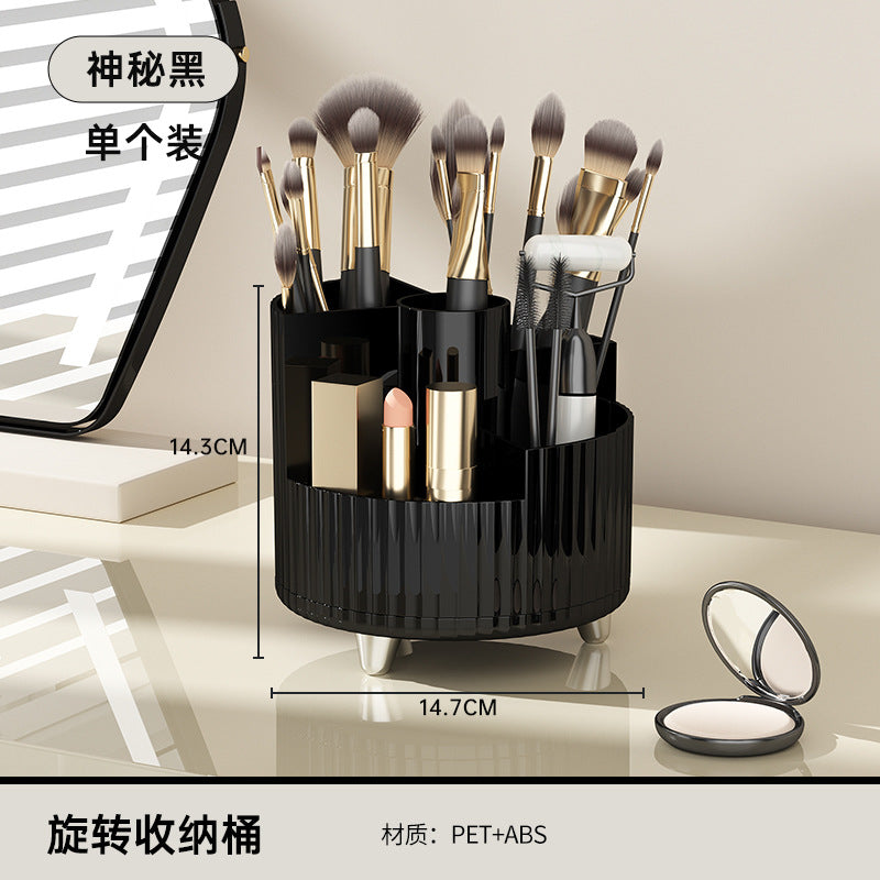 2PCS OPEN-SMART Cosmetic Storage Box Rotating Penholder Dressing Table Desktop Large Capacity Makeup Brush Lipstick eye shadow Powder Puff Storage Rack