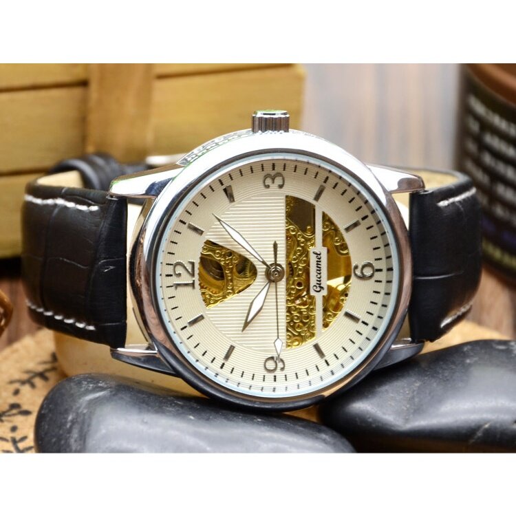 Ancient Camel Fashionable Men's Mechanical Watch Transparent Bottom Hollow Automatic Men