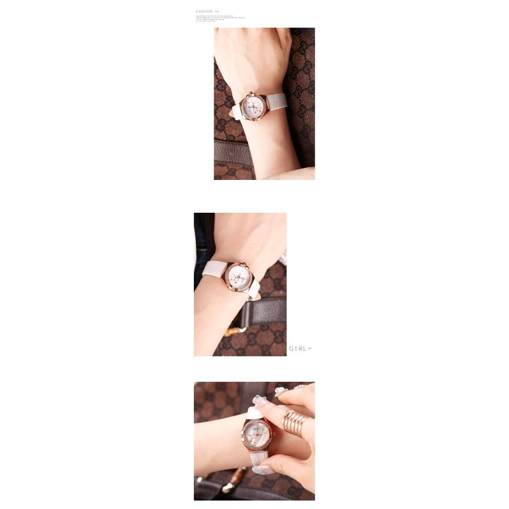 Ancient European GUOU luxury ladies seven star small plate fashion leather watch waterproof women's watch Quartz wristwatch woman