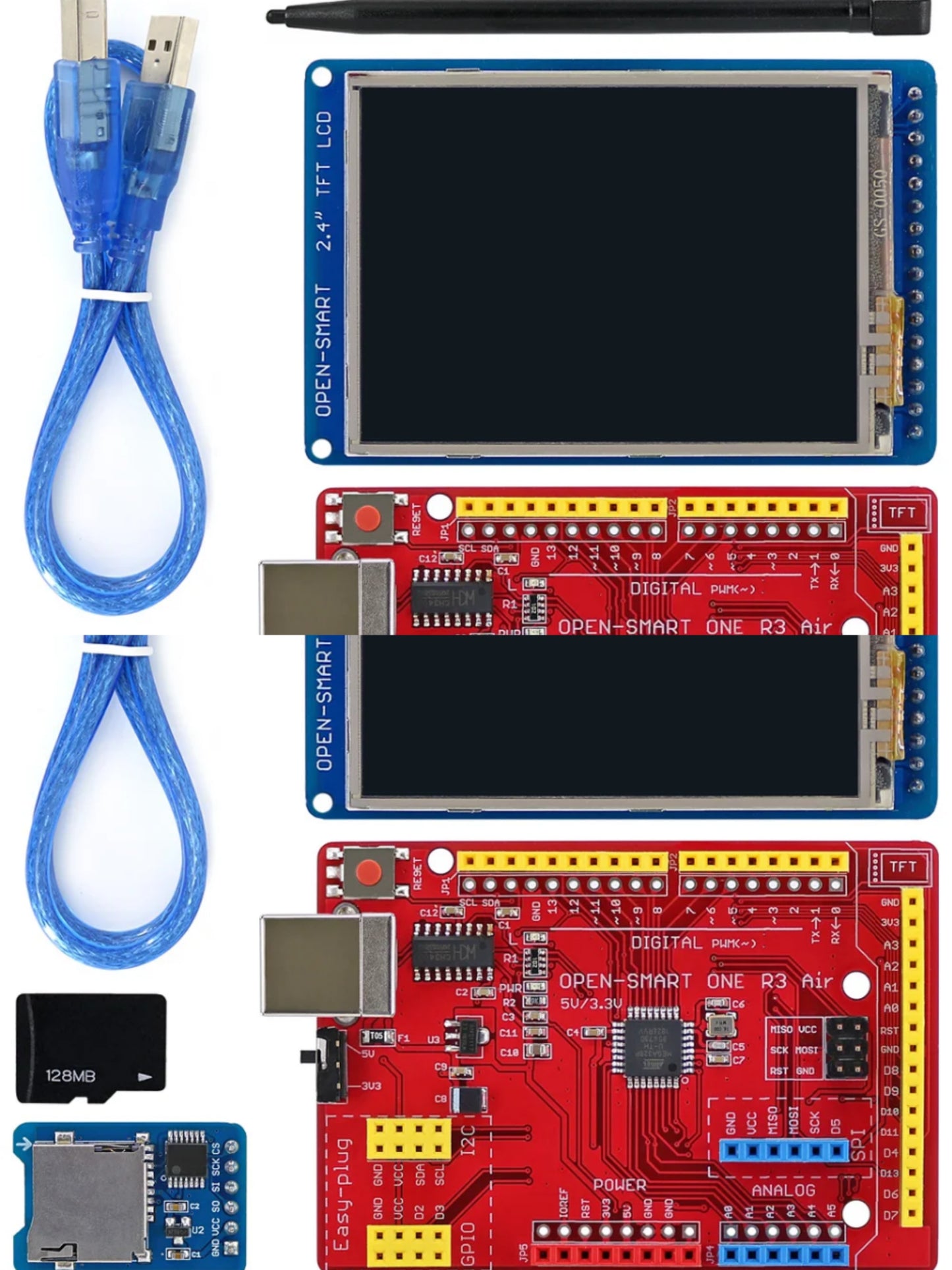 2PCS OPEN-SMART2.4 Inch TFT LCD Display Kit 240x320 Touch Screen Breakout Board + Easy-plug Air Board + Micro SD Module Compatible for Arduino