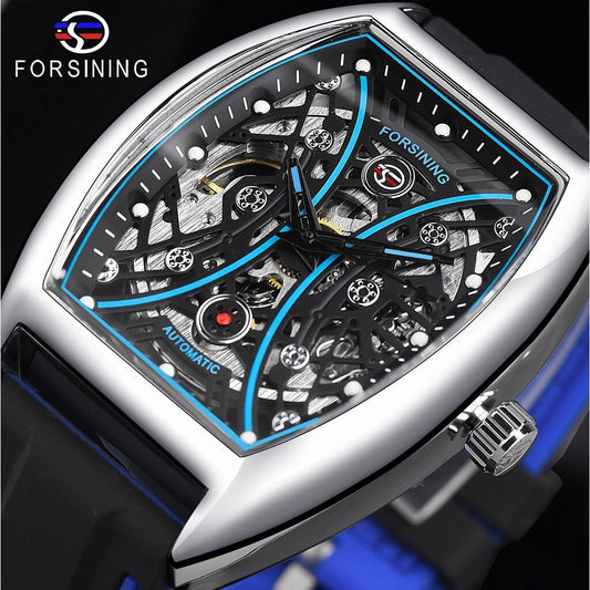 2022 New forsining Men's Watch Fashion Locomotive Retro Hollow Automatic Mechanical