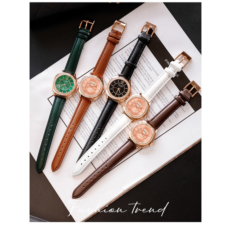 2022 Hong Kong GUOU Waterproof Quartz Ladies Watch Simple Fashion Belt