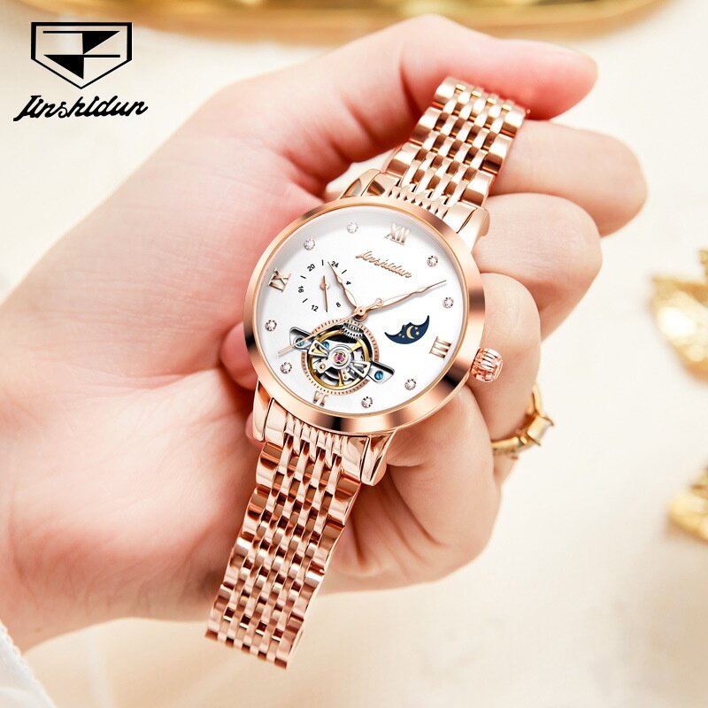 2022 New Style Jinshield Brand Watch Wholesale Hollow Waterproof Mechanical Female Tik Tok Hot-Selling Ladies Women