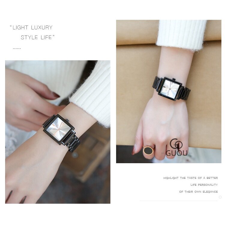 Ancient Ladies Watch Fashionable Waterproof New Style Small Square Simple Temperament Steel Band Quartz Women's