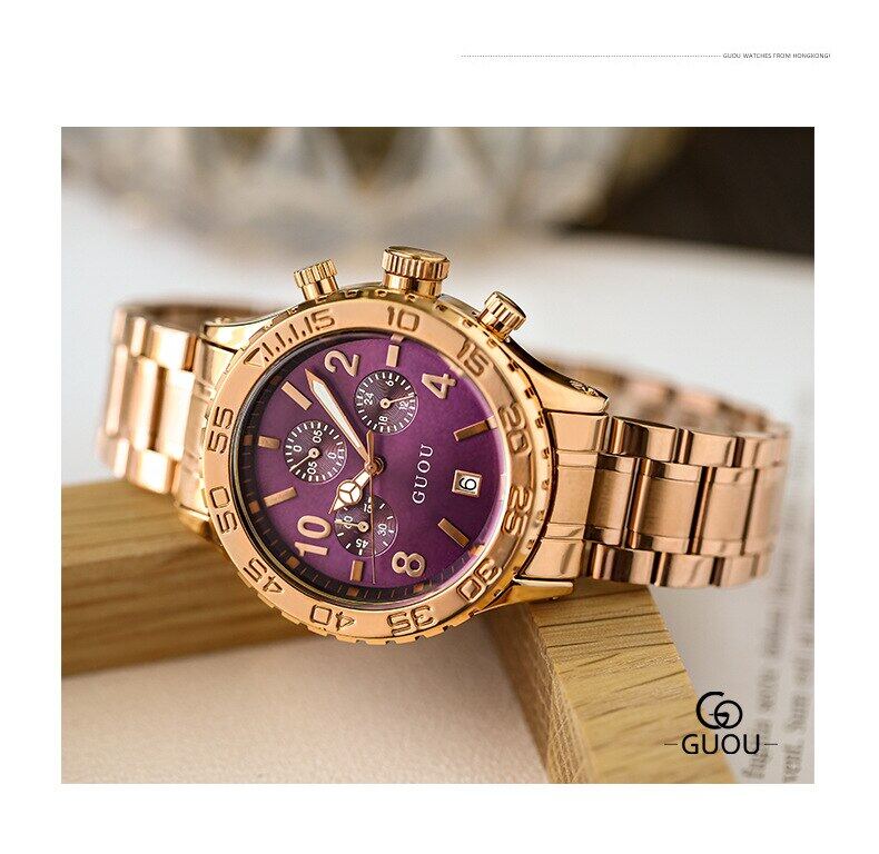 2021New Big Dial Steel Band Man Watch Women Quartz Watches Men's and Women's Watches Luxury Brand Gold Six-pin Calendar Clock