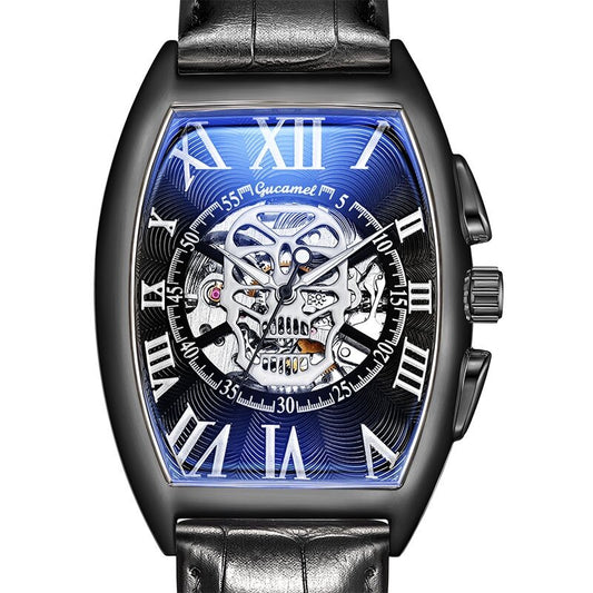 Ancient Camel New Style Wine Barrel Type European American Men's Watch Fashion Skull Hollow Automatic Mechanical