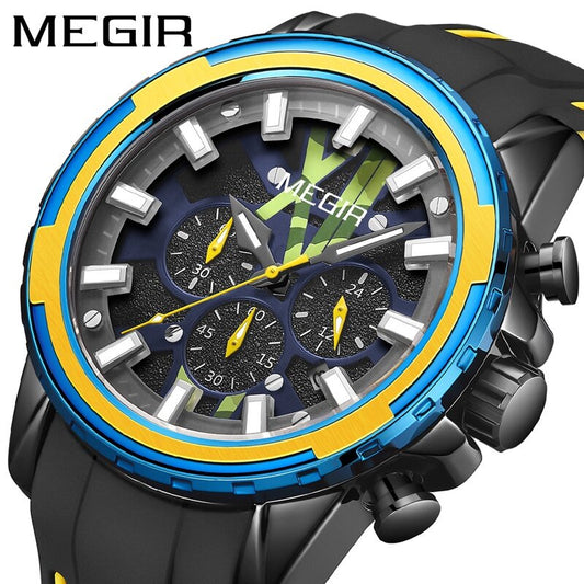 2022 New Products MEGIR Men's Watch Street Wear Multifunctional Timing Waterproof Silicone Quartz 2133