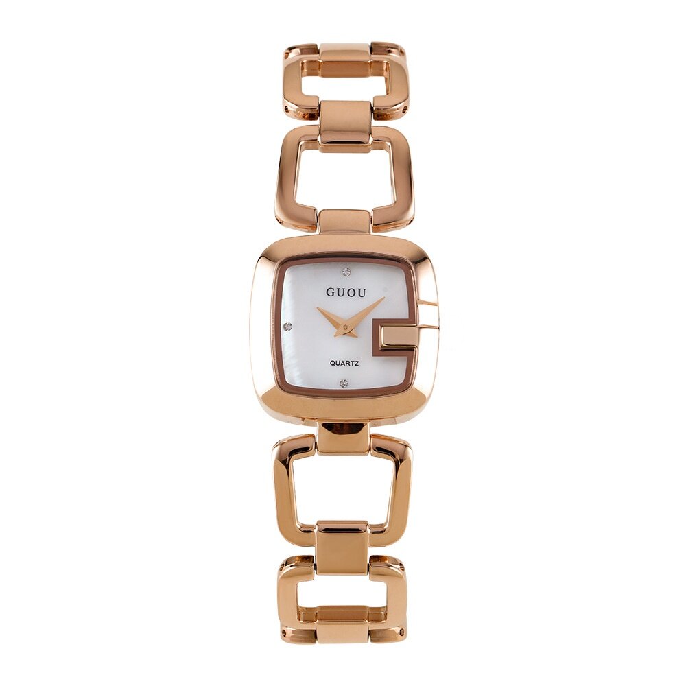 9.9 Big Promotion GUOU8190 New Style Steel Band Ladies Watch Brand Simple Temperament Square