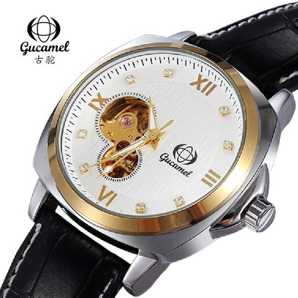 Ancient Camel Fashionable Men's Automatic Mechanical Watch Belt Hollow Hot Sale Roman Character Men