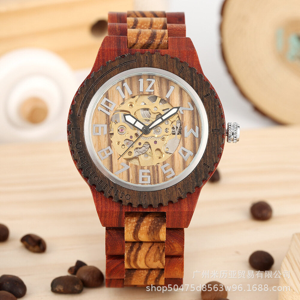 2021 new bamboo and wood automatic mechanical men's watches creative gear dial leisure bamboo and wood men's watches