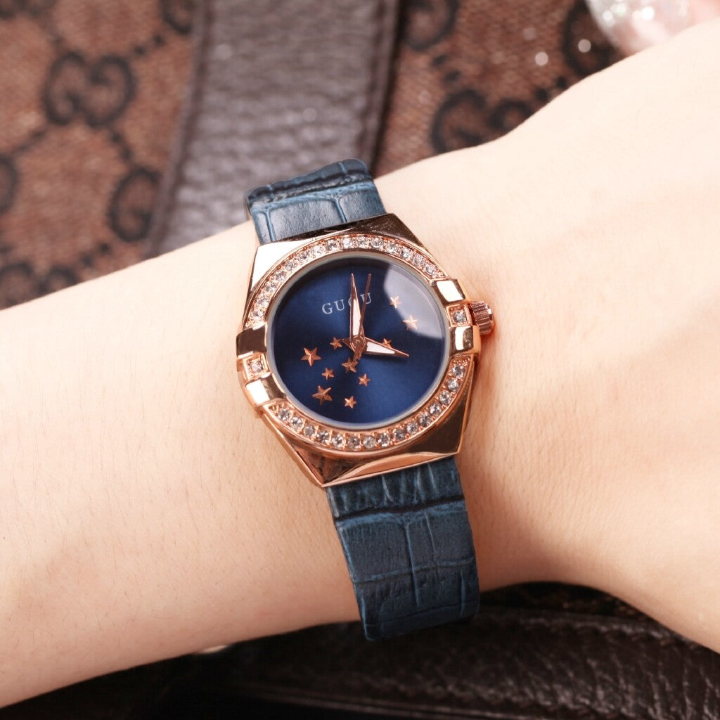 Ancient European GUOU luxury ladies seven star small plate fashion leather watch waterproof women's watch Quartz wristwatch woman