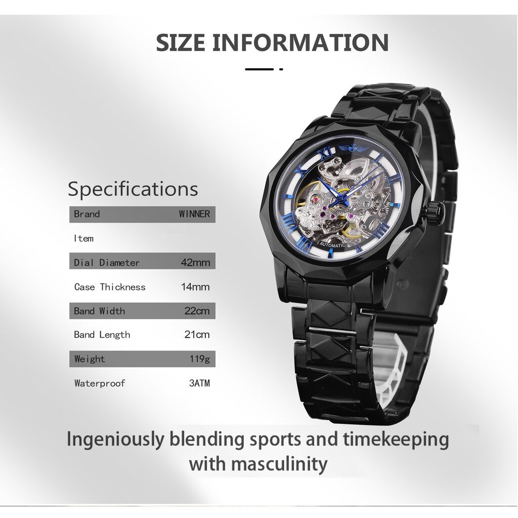 2022 New Style winner Men's Watch Fashion Casual Waterproof Hollow Automatic Mechanical