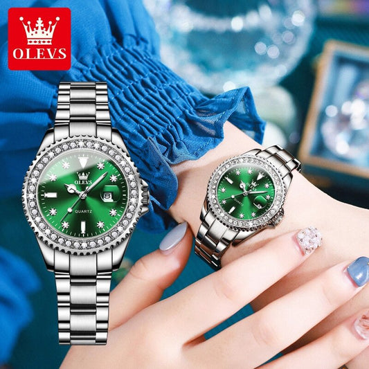 2022 New Style OLEVS Brand Men's Watch Fashion Diamond-Studded English Simple Niche Ladies