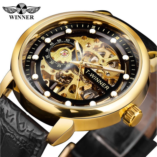 2022 New Style T-winner Men's Watch Fashion Hollow Waterproof Manual Mechanical