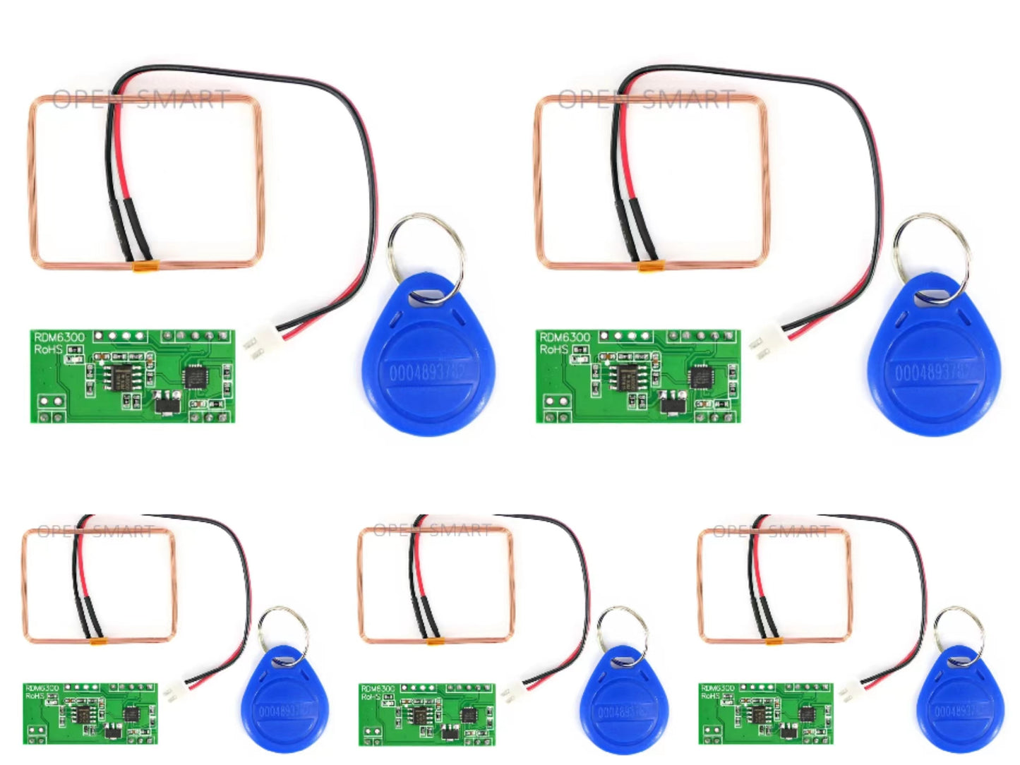 5PCS OPEN-SMART125KHz Serial UART RFID Card Reader RFID Module Serial UART RDM6300 RFID Card Reader with Copper Coil / ID Key for Arduino