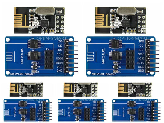 5PCS OPEN-SMART NRF24L01 2.4GHz Wireless Transceiver Module + Adapter Module 3.3V / 5V Compatible for Arduino