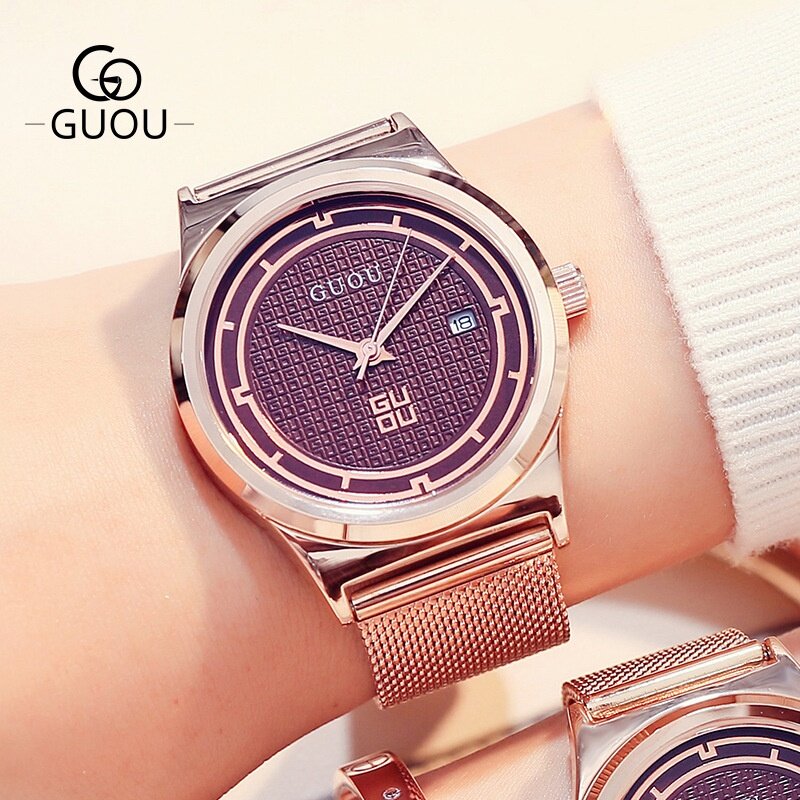 Ancient Ou GUOU Couple Watch Fashion Waterproof Business With Calendar Quartz Ladies