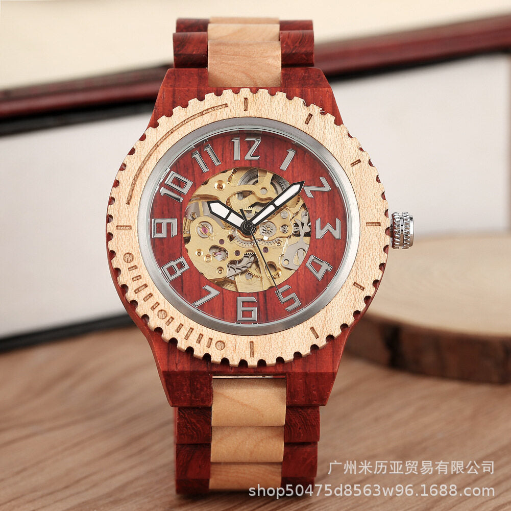 2021 new bamboo and wood automatic mechanical men's watches creative gear dial leisure bamboo and wood men's watches