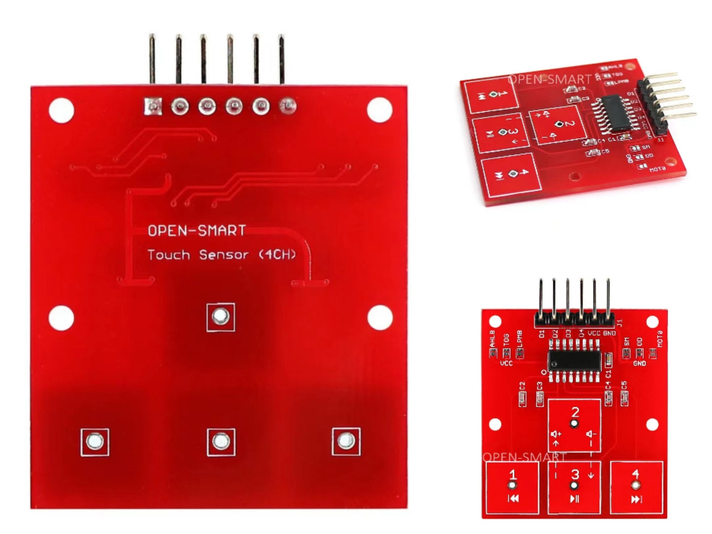 5PCS OPEN-SMART 4 Channel Touch Sensor 4 Way Control Module High Sensitivity 4-CH Touch Board Music Control Compatible for Arduino