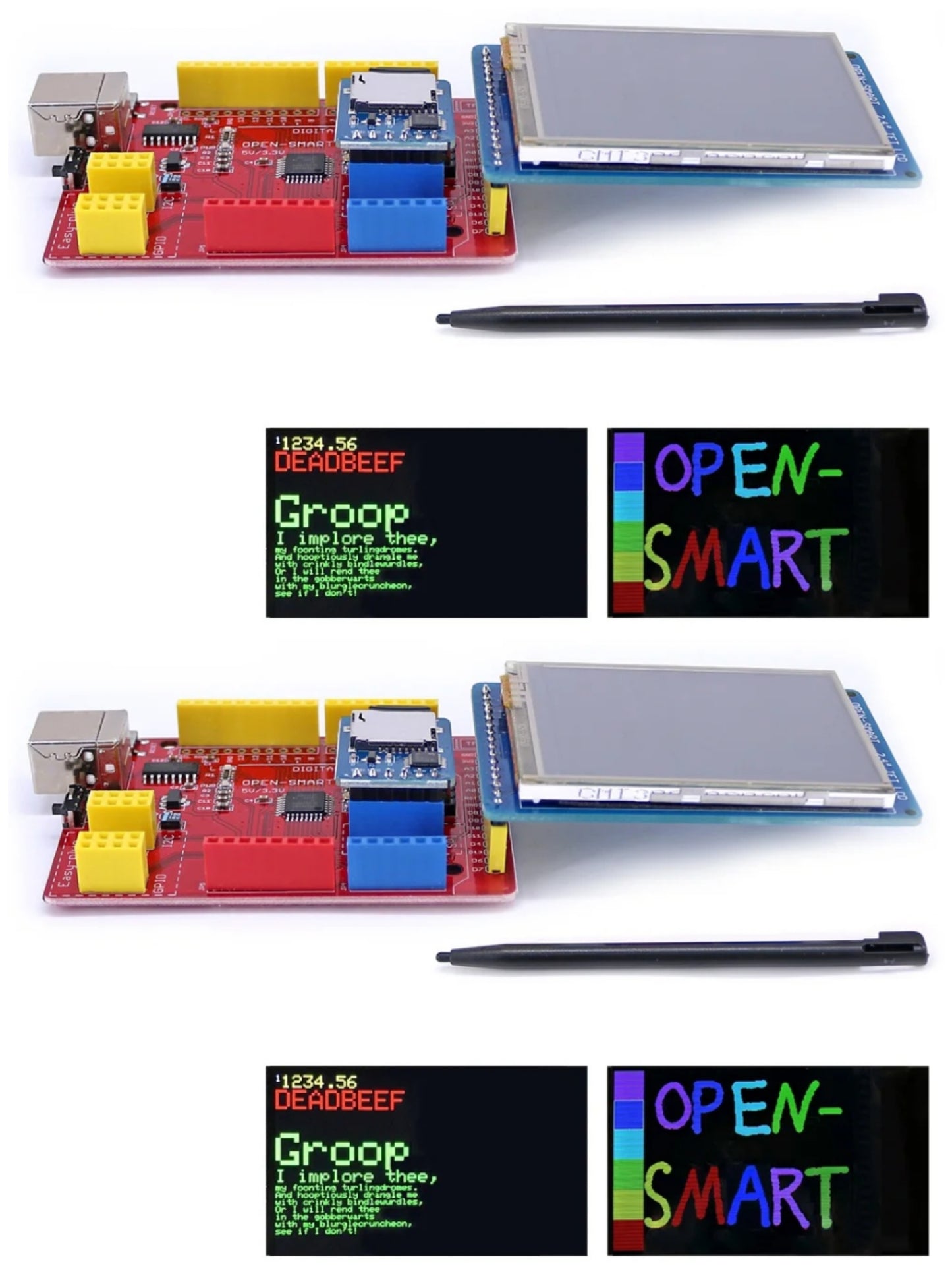 2PCS OPEN-SMART2.4 Inch TFT LCD Display Kit 240x320 Touch Screen Breakout Board + Easy-plug Air Board + Micro SD Module Compatible for Arduino