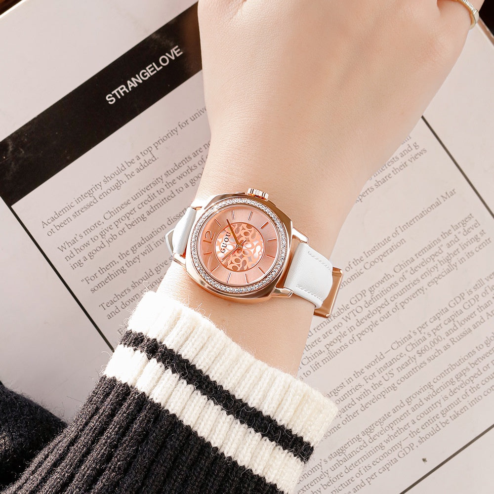 2022 Hong Kong GUOU Waterproof Quartz Ladies Watch Simple Fashion Belt