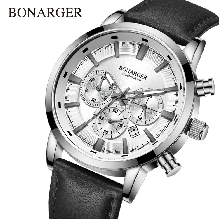 2021 new fashion men's waterproof watch fashion six pin multifunctional large dial watch luminous student watch male