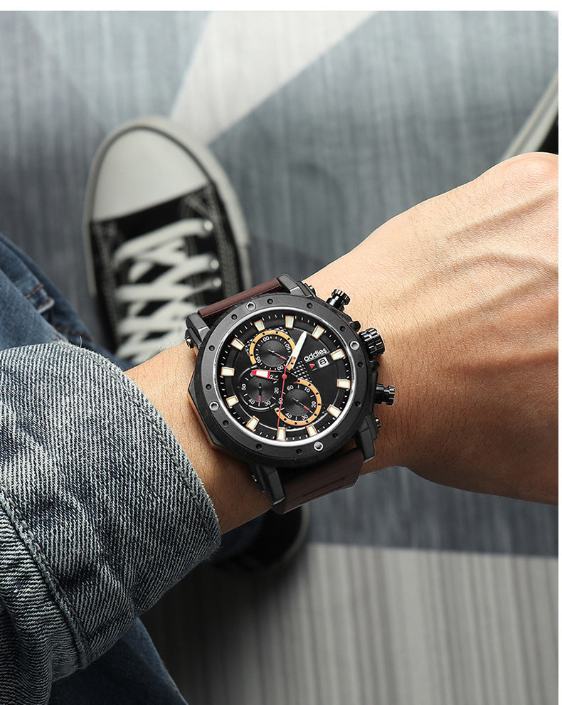 addies new sports men's watch multifunctional luminous waterproof calendar three eyes six needle watch men's 2012