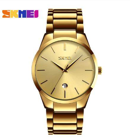 2020 SKMEI Men Watches Luxury Golden Steel Bracelet Quartz Wristwatches Date Time Male Clock Waterproof Watch Reloj hombre 9140