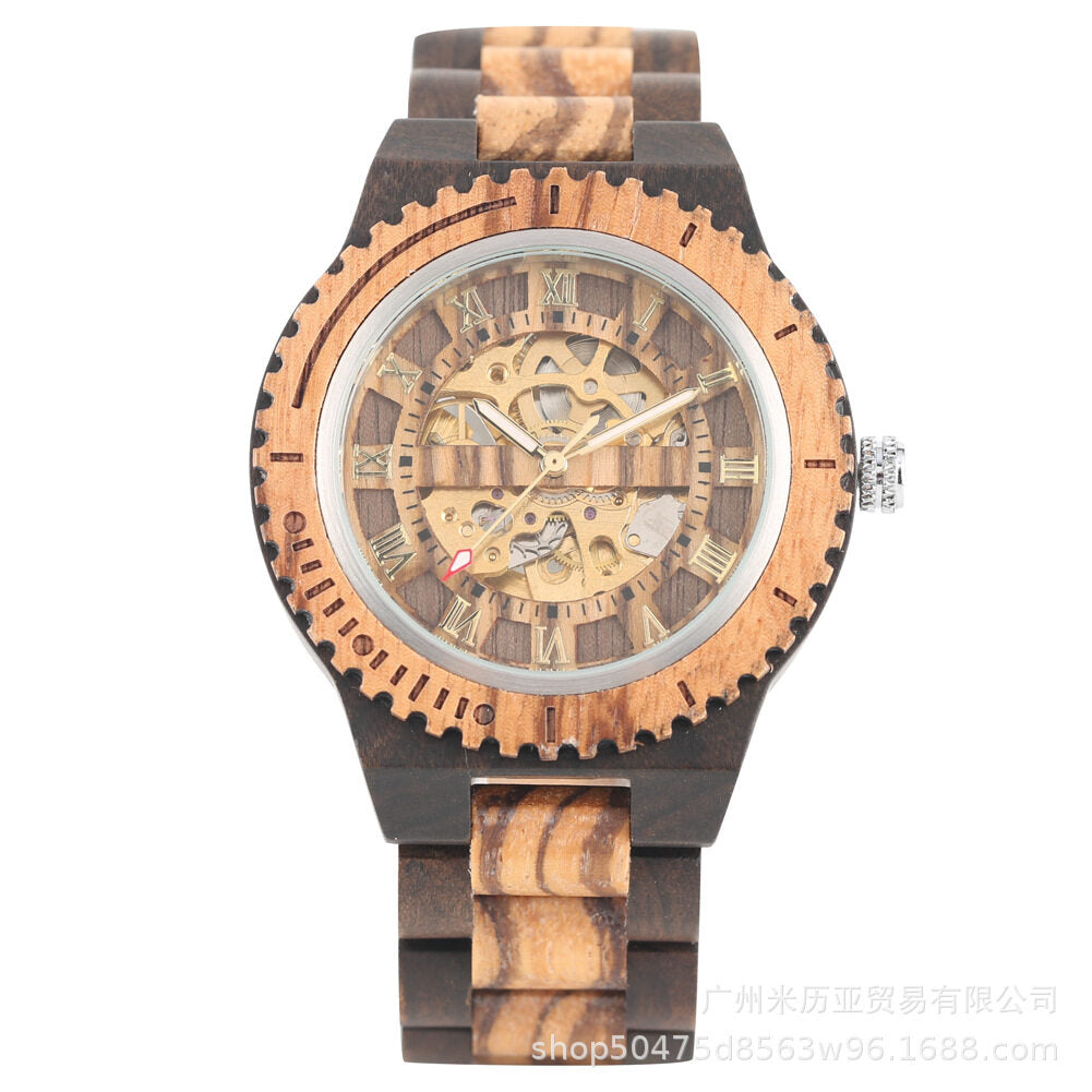 2021 new bamboo and wood automatic mechanical men's watches creative gear dial leisure bamboo and wood men's watches