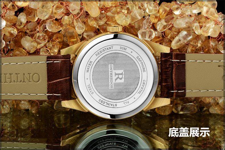 2021 new genuine Rui Zhiyuan men's watch waterproof leather belt men's watch.