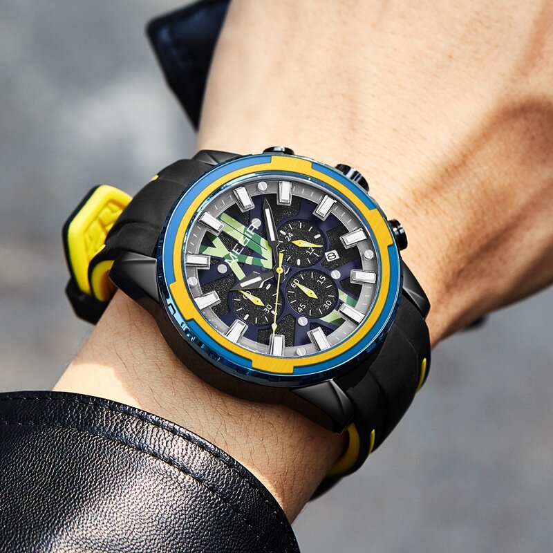 2022 New Products MEGIR Men's Watch Street Wear Multifunctional Timing Waterproof Silicone Quartz 2133