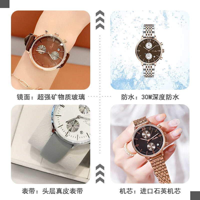 2021 new brand Shigaodi waterproof women's watch with large dial ladies fashion steel belt calendar quartz watch