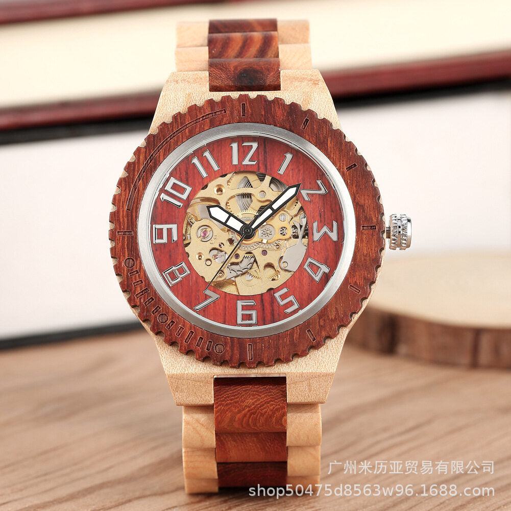 2021 new bamboo and wood automatic mechanical men's watches creative gear dial leisure bamboo and wood men's watches