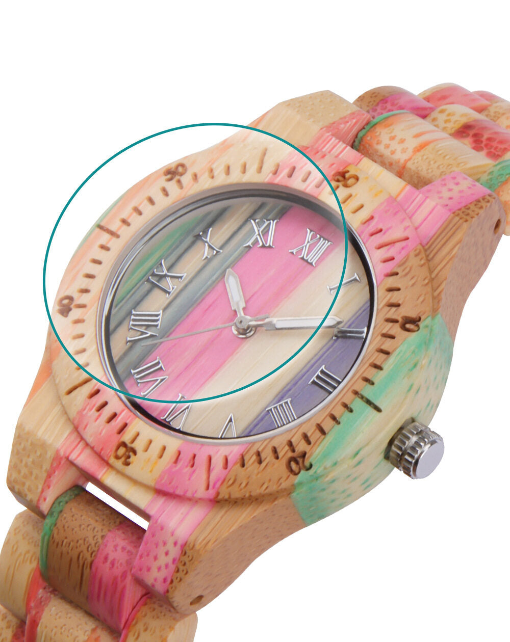 A little more colorful bamboo spot supply women's color bamboo wood watch two-color small casual luminous wood watch women's D8123