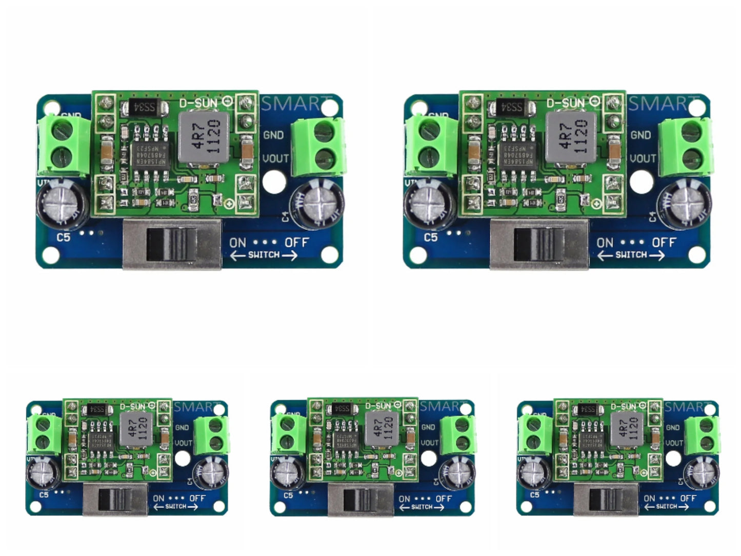 5PCS OPEN-SMARTMP1584 5V Buck Converter 7-30V to 5V Step-down Regulator Module w/ Switch for Arduino