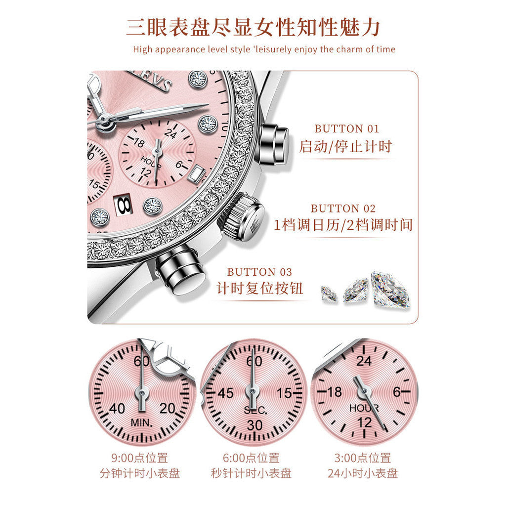 2024 New Style OLEVS Brand Ladies Watch Light Luxury Quartz Niche Diamond Ladies Watch 9909