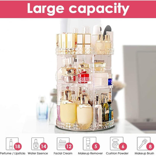 360 Degree Rotating Make up Organizers Cosmetics brush Holder Perfume Lipsticks Large Diamond Skincare Cosmetic Organizer