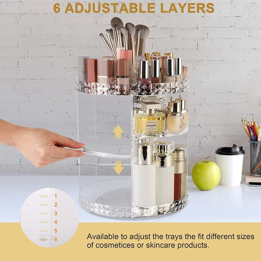 360 Degree Rotating Make up Organizers Cosmetics brush Holder Perfume Lipsticks Large Diamond Skincare Cosmetic Organizer