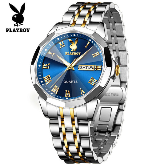 2024 New Style PLAYBOY Brand Quartz Dual Calendar Men's Watch 3502 2024 Latest Style