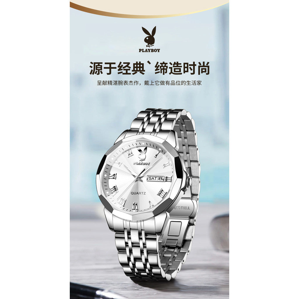 2024 New Style PLAYBOY Brand Quartz Dual Calendar Men's Watch 3502 2024 Latest Style