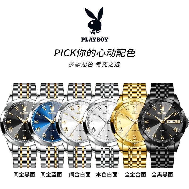 2024 New Style PLAYBOY Brand Quartz Dual Calendar Men's Watch 3502 2024 Latest Style