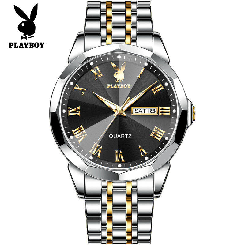 2024 New Style PLAYBOY Brand Quartz Dual Calendar Men's Watch 3502 2024 Latest Style