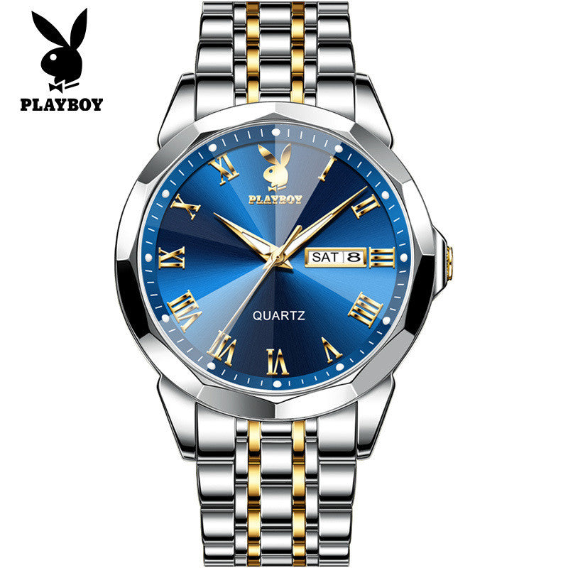 2024 New Style PLAYBOY Brand Quartz Dual Calendar Men's Watch 3502 2024 Latest Style