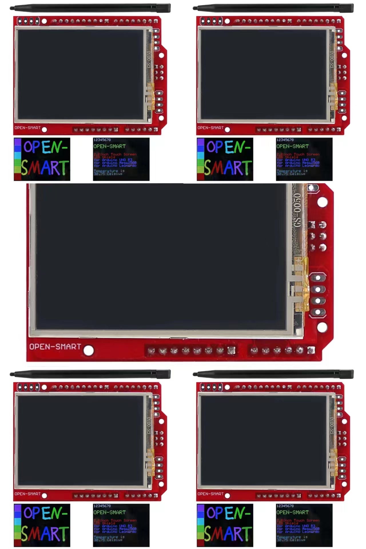 5PCS OPEN-SMART2.4 Inch TFT LCD Display Shield Touch Screen Module Onboard LM75 Temperature Sensor +Pen for Mega2560 And Compatible for Arduino